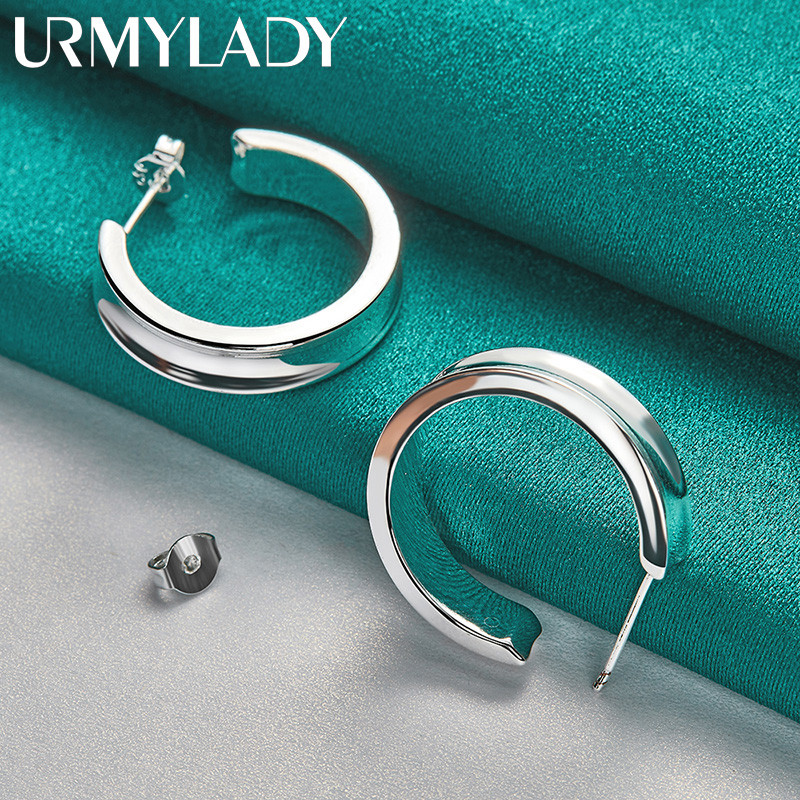 URMYLADY Bông tai tròn bạc 925 thời trang cho đám cưới và bữa tiệc