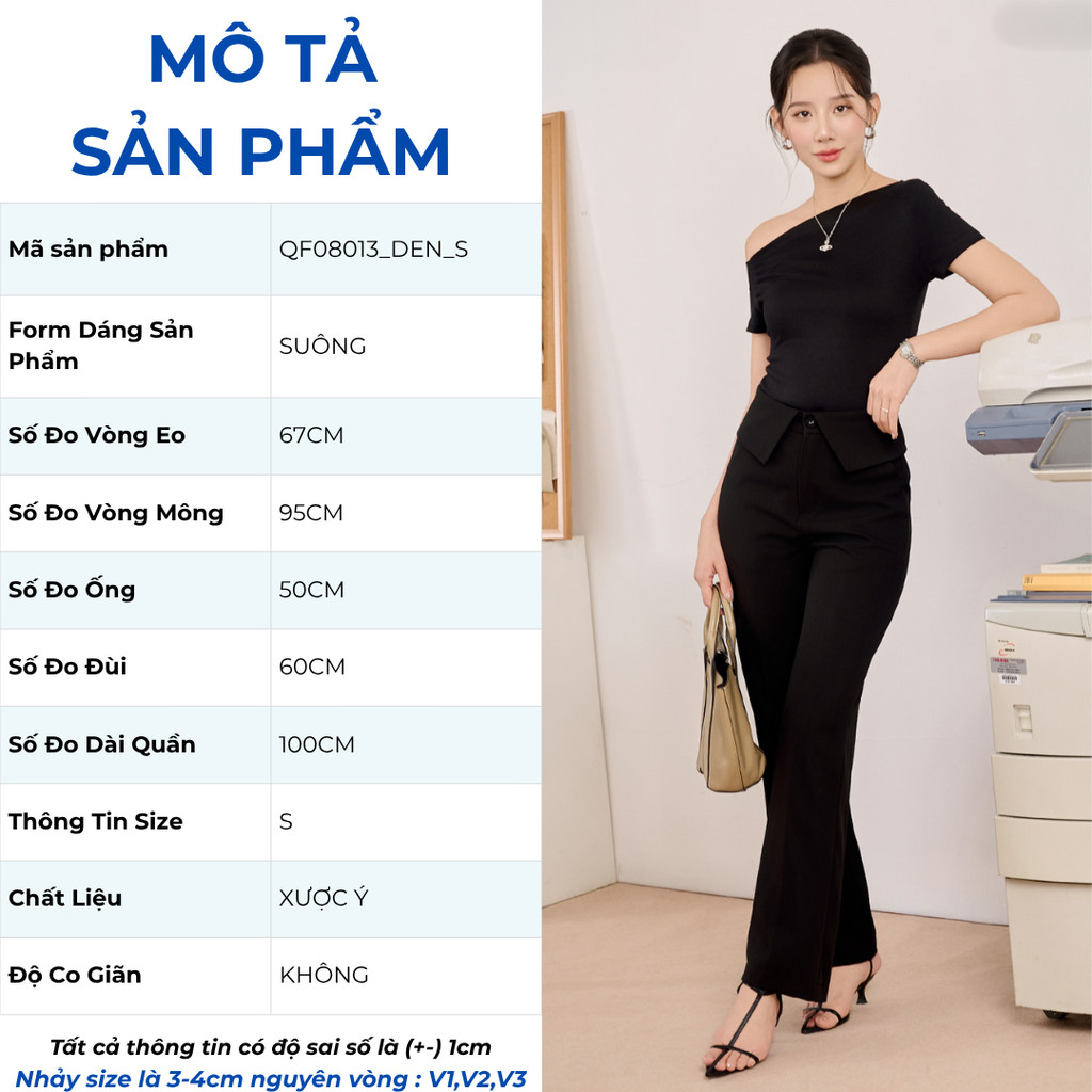 Quần tây nữ GUMAC ống suông lưng kiểu  QF08013