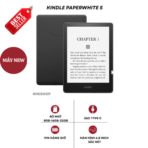 Máy đọc sách kindle paperwhite 5 NEW  tặng bao da gồm 2 phiên bản 8gb và 32gb