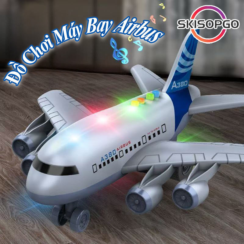 Đồ Chơi Máy Bay Airbus A380, Chất Liệu Nhựa ABS An Toàn, Đèn LED Phát Sáng, Chịu Va Đập, Cho Bé 3-15 Tuổi