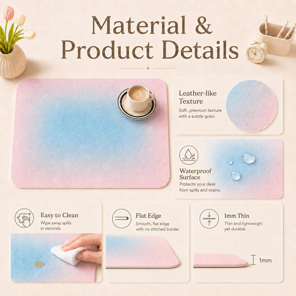 Thảm Lót Bàn Gradient Hàn Quốc 35x80cm Chống Nước Dễ Lau Da PVC Lót Chuột Lớn Cho Bàn Học Văn Phòng Ký Túc