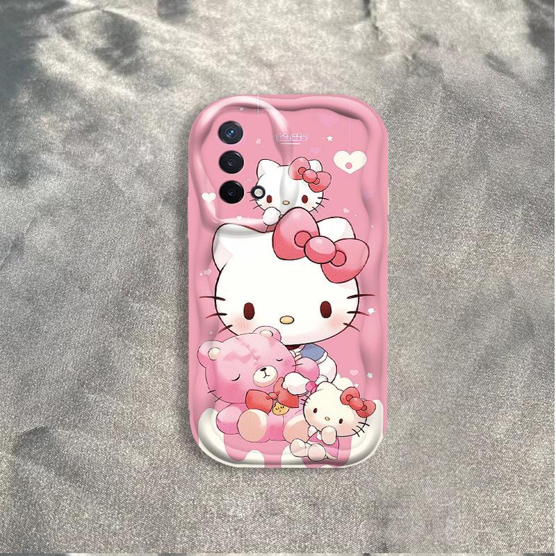Ốp Silicon Hoạt Hình Cho OPPO A74 A95 F19 F19S Reno 6 Lite 4G Bảo Vệ 3D Vỏ Điện Thoại Mềm TPU Kitty Sinh Viên Ốp Lưng Chống Sốc