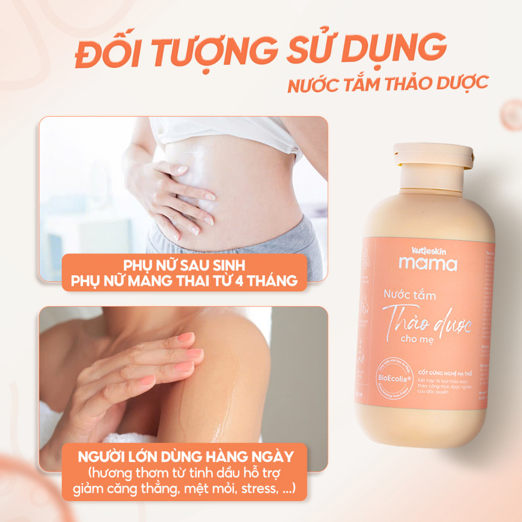 Nước Tắm Thảo Dược Cho Mẹ Bầu Và Sau Sinh Kutieskin Mama Giữ Ấm Cơ Thể, Sạch Sản Dịch 300ml KMN03