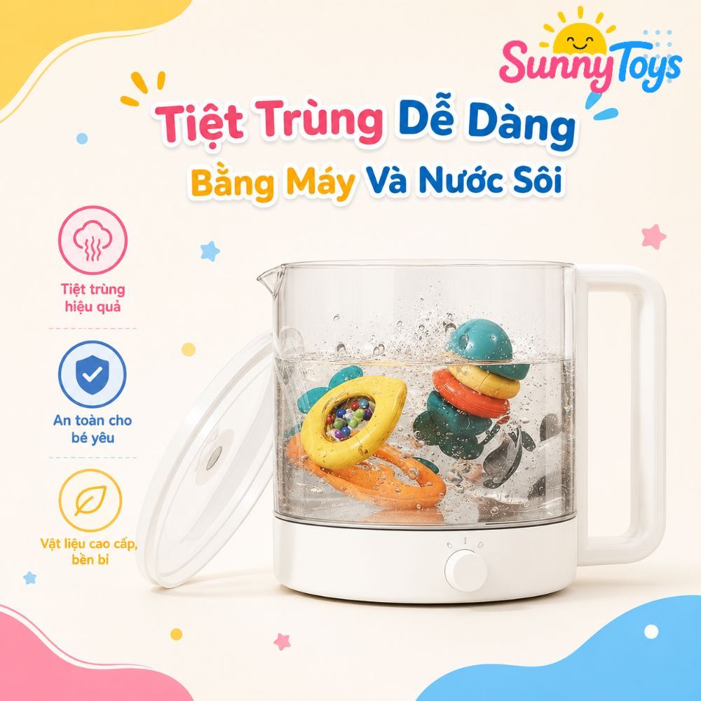 Vali Lục Lạc Gặm Nướu 10 Món SunnyToys - Đồ Chơi Sơ Sinh Cho Bé Cầm Nắm, Lắc Vui Tai