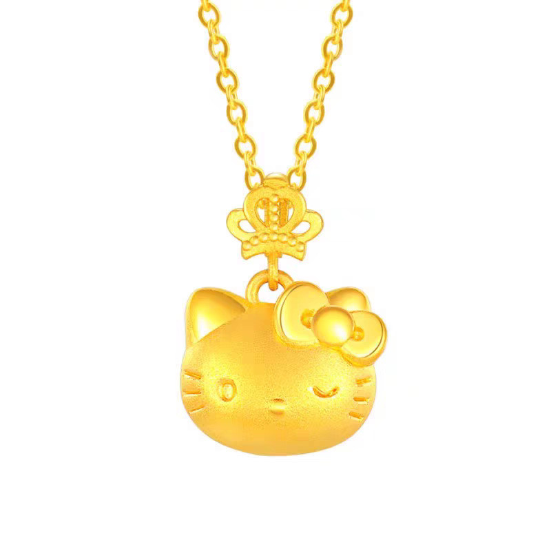 Vòng cổ mặt dây chuyền vương miện Hello Kitty dễ thương và ngọt ngào