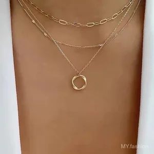 Dây chuyền mỏng dày Vòng cổ phóng đại Mặt dây chuyền hình tròn, Vòng cổ hợp kim thời trang Vòng cổ độc đáo Hip-Hop