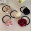 Pháp Satin Retro Handmade Hoa Hồng Dây Buộc Tóc Tính Khí Thanh Lịch Dây Buộc Tóc Cao Su Đàn Hồi Cao Dây Buộc Tóc Đầu Hoa Nữ
