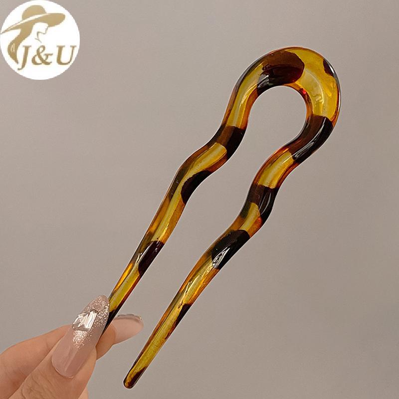 JU Vintage Kẹp Tóc Hình Chữ U Cho Nữ Bé Gái, Hình Học Rùa Acetate, Phụ Kiện Thời Trang, Mũ Tóc