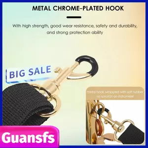 Guansfs Dây đeo cổ Saxophone nhiều màu sắc có thể điều chỉnh dây đeo cổ bằng cao su mềm cho (Đen)