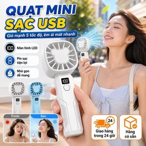 🔥Quạt mini sạc USB di động gọn nhẹ | Quạt cầm tay 5 tốc độ yên tĩnh mát mạnh | Quạt tay sạc pin mini nhỏ gọn gió mạnh