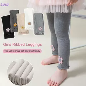 Quần legging có gân cho bé gái SAIA, Quần dài vừa vặn cho trẻ sơ sinh, Quần không chân thoải mái co giãn dễ thương cho bé gái 1-4 tuổi