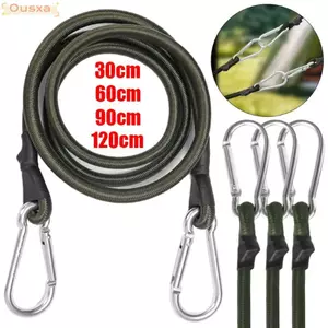Carabiner dây đeo OUSXA, 30 / 60 / 90 / 120cm có móc Dây Bungee cao su, Phụ kiện lều dây thun dày đa chức năng