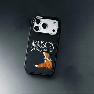 CASECASE X Maison Kitsuné Bandana Fox Ốp lưng máy ảnh màu trắng Phiên bản vòng màu đen mờ cứng hút từ tính Vỏ tác động cho Apple IPhone 13 14 15 16 17 Pro Max Air Plus có hộp