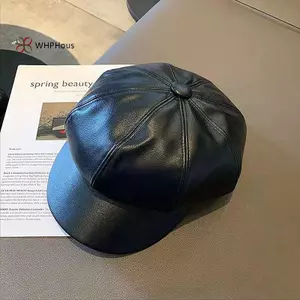 < WHPHous-t > Mũ nồi thời trang nữ Mũ nồi rắn Pu Da Beret Nghệ sĩ Pháp Mũ beanie ấm áp Mũ nữ Mũ bé gái Mũ đẹp