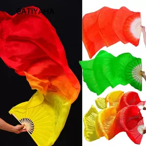 Quạt nhảy múa bụng CATIYAHA 150cm Vũ công màu Gradient Thực hành quạt lụa dài