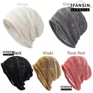 Nắp cọc dệt kim FANSIN, Mũ chui đầu thiết kế rỗng thoáng khí, Mũ vòm mũi mỏng hợp thời trang mùa xuân hè dành cho nữ