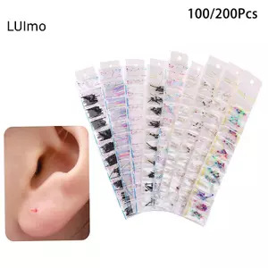 Bộ 10 đôi bông tai nhựa trong suốt LUImo, chốt nhựa an toàn cho tai nhạy cảm, đính đá giữ khi chơi thể thao, đi làm hàng ngày SBS