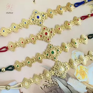 HNKMP Maroc Caftan Thắt Lưng Nữ Váy Cưới Màu Vàng Kim Cương Giả Dây Xích Bụng Trang Sức Ả Rập Áo choàng Cô Dâu Quà Tặng Có Thể Điều Chỉnh.