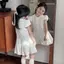 Váy sơ mi tay phồng cho bé gái (90-150) Váy trắng thêu tinh tế phong cách Preppy