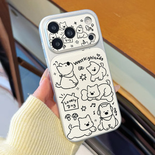 Chó con hàng ngày ỐP đIệN ThoạI Cho IPhone 17/16/PRO Max/15PLUS/14/13/12/11Mạ kim loại kết hợp dán bề mặt da