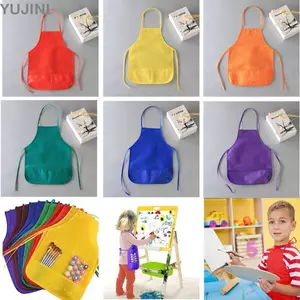 Tạp dề vẽ tranh trẻ em YUJUNI Vải không dệt chống thấm nước Yếm nhà bếp đầy màu sắc