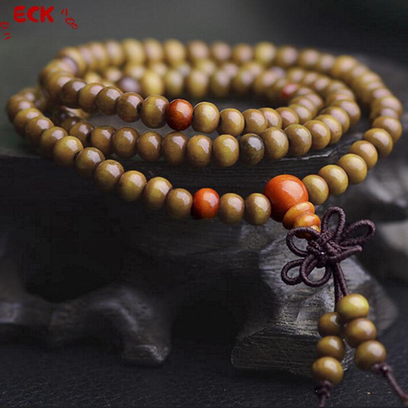 ECK Gỗ Đàn Hương Phật Giáo Tây Tạng Mala Sandal Cầu Nguyện Hạt 108 Hạt Vòng Tay Nelace HOT