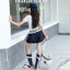 Áo thun cổ chữ V cho bé gái Mùa hè Phong cách mới Trẻ em khâu ren quây áo ngắn