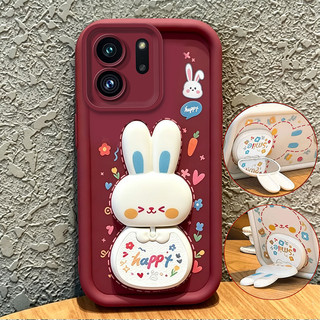 Ốp Lưng Cho OPPO Reno 14 pro reno14 Reno 14F 5g Vỏ Điện Thoại Vỏ Mềm Silicon Chống Sốc Mới Gương Thẩm Mỹ Có Giá Đỡ 360° Xoay thỏ dễ thương màu hồng cho bé gái JTXCEZJ3