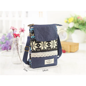 Phong Cách Dân Tộc Messenger Túi Điện Thoại Di Động Vải Cotton 5 Lớp Dung Tích Lớn Bé Gái Di Động Túi Nhỏ Màn Hình Lớn