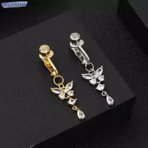 Bluelover Giả Bụng Bướm Giả Bụng Giả Xuyên Bướm Kẹp Trên Bụng Rốn Giả Cướp Biển Bướm Sụn Bông Tai Kẹp Cơ Thể Xuyên Trang Trí Mới