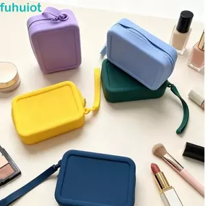 Túi du lịch nhỏ FUHUIOT, Túi trang điểm mỹ phẩm chống thấm nước dung tích lớn, Đồ vệ sinh màu kẹo silicon chống mài mòn Túi xách du lịch Sử dụng