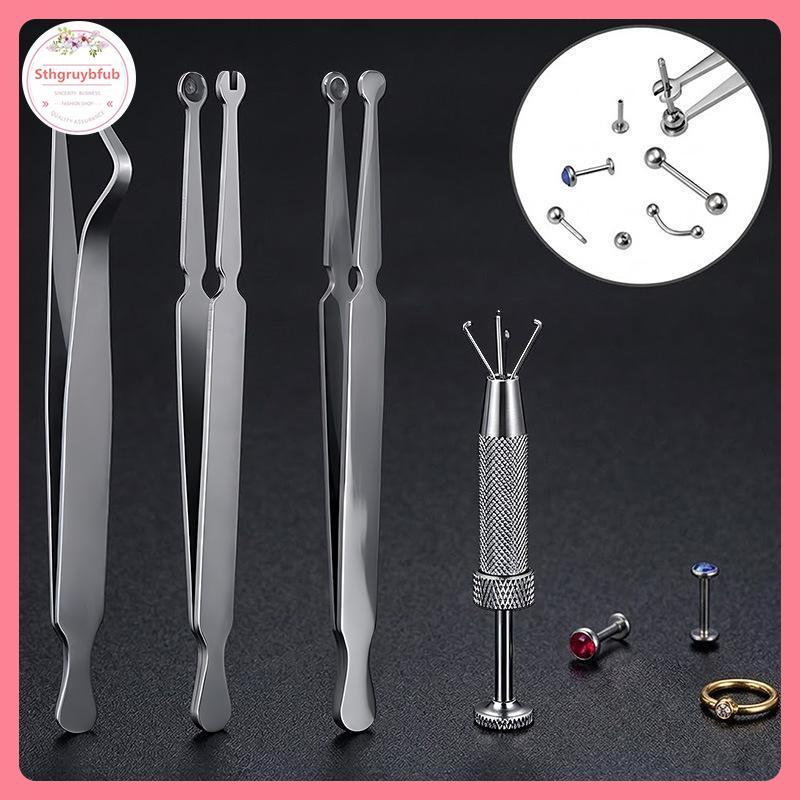 STHB Thép Không Gỉ Xuyên Buộc Kẹp Dụng Cụ Môi Móng Tay Bông Tai Đâm Đâm Kẹp Mở Đóng Tai Mũi Vách Ngăn Cơ Thể Xuyên Dụng Cụ VN