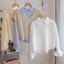 Áo sơ mi nữ Cotton dài tay học sinh Áo sơ mi nữ màu trắng trơn thường ngày Áo sơ mi hàng đầu