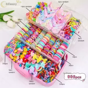 Bộ phụ kiện tóc EDIWANY, Kẹp tóc bằng vải đầy màu sắc, Nơ nhựa Barrettes Trang trí tóc cho bé gái