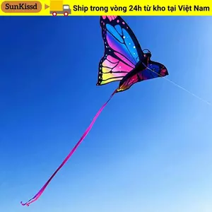 Diều SUNKISSD, Tay lái bướm đầy màu sắc Diều 1,45m, Quà tặng cho trẻ em Bướm đẹp Bay tốt Ripstop Diều thể thao ngoài trời dành cho trẻ em