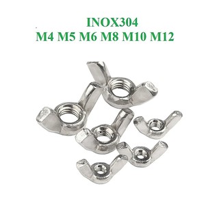 (INOX304) Đai ốc tai hồng,ốc cánh chuồn, ecu tai hồng inox304 M4, M5, M6, M8, M10,M12