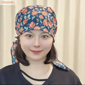 Mũ Ruy Băng OUSXA, Hoa Họa Tiết Ruy Băng Thiết Kế Mũ Hoa, Phụ Kiện Thời Trang Chất Liệu Mỏng Chống Nắng Mũ Che Tóc Thời Trang Nữ