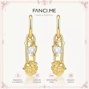 Bông tai vòng bạc hình hoa hồng FANCIME