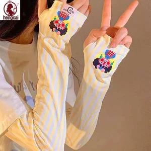 Tay áo lụa băng chống tia cực tím mùa hè dành cho nữ - Thiết kế hoạt hình dễ thương dáng rộng vừa vặn để đi xe đạp ngoài trời