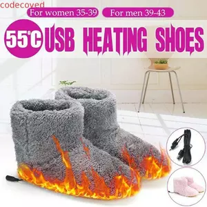 COCODECOVED USB Điện Làm Nóng Giày Quà Tặng Mùa Đông Thoải Mái Lông Cừu San Hô Thu Đông USB Điện Chân Ấm Có Thể Giặt Giày Tuyết