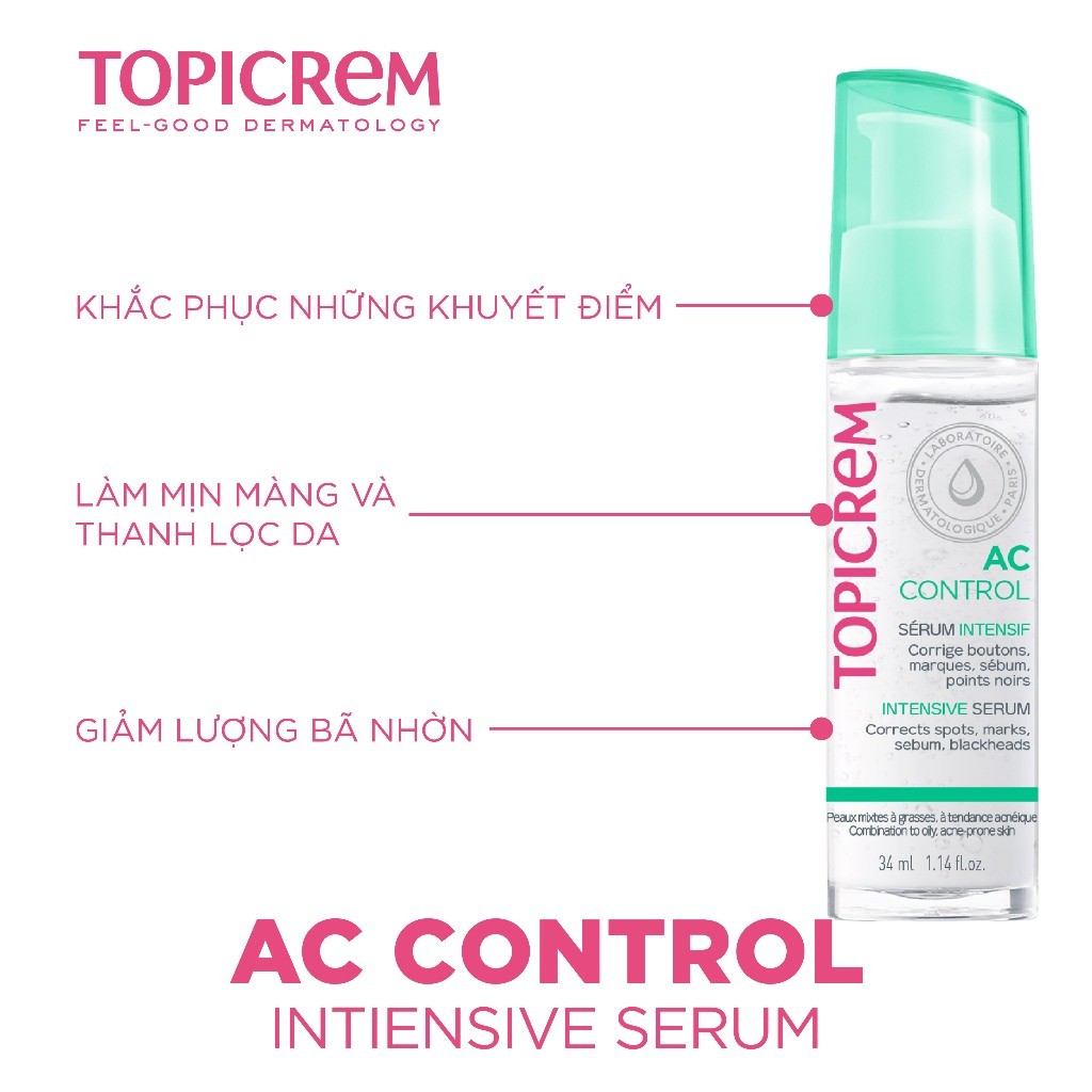 Serum dành cho da mụn TOPICREM AC CONTROL INTENSIVE SERUM 34ml