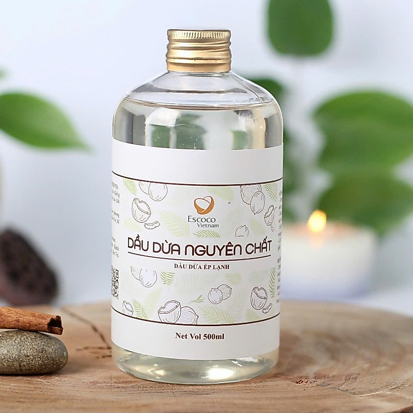 Dầu dừa ép lạnh Escoco - Dưỡng ẩm, tẩy trang, dưỡng tóc và ngăn ngừa rạn da.
