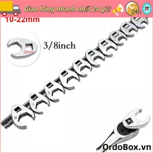 ORDOBOX 10 Cái / bộ Cờ lê chân vịt, Cờ lê mở ổ đĩa 10-22mm 3 / 8Inch, Đầu cờ lê chân bằng thép Carbon cho bộ chìa khóa cờ lê mô-men xoắn