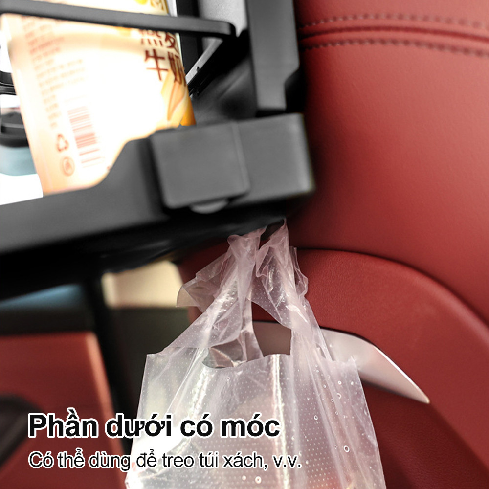 Bàn ăn ô tô gấp gọn treo lưng ghế đa năng, khay đựng đồ kèm giá đỡ điện thoại thiết kế tiện lợi gọn nhẹ cho xe hơi