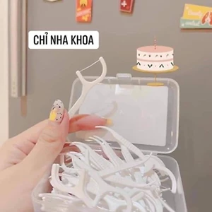 1 Hộp 50 Chiếc Tăm Chỉ Nha Khoa DENTAL FLOSSERS Sợi Chỉ Mảnh,Tăm Xỉa Răng