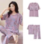 Phụ Nữ Hoạt Hình In Hình Ngắn Tay Quần Dài Bộ Đồ Ngủ Có Tích Hợp Áo Ngực Rời Plus Kích Thước Loungewear Cho Nhà Hàng Ngày Giải Trí