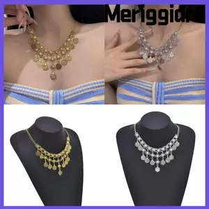 Vòng cổ tiền xu MERIGGIARE, Vòng cổ tua rua đa năng phong cách Bohemian, Vòng cổ quyến rũ dân tộc cổ điển đa năng dành cho nữ