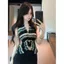 Thiết kế cổ chữ v Hot Girl kiểu Pháp Feel Niche Sọc hẹp thon gọn hơn Thiết kế xoắn Áo Vest không tay Slim @