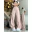 Quần jean ngọc trai cổ điển kiểu Mỹ dành cho nữ Xuân hè Giặt quần lau sàn màu hồng Quần ống rộng thẳng Tren