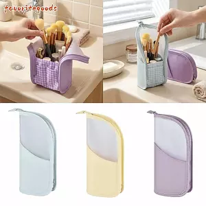 Túi đựng mỹ phẩm FAVORITEGOODS, Bàn chải trang điểm đa năng chống thấm nước, Dây kéo đóng cửa dọc Dung tích lớn Túi đựng cọ trang điểm du lịch cần thiết
